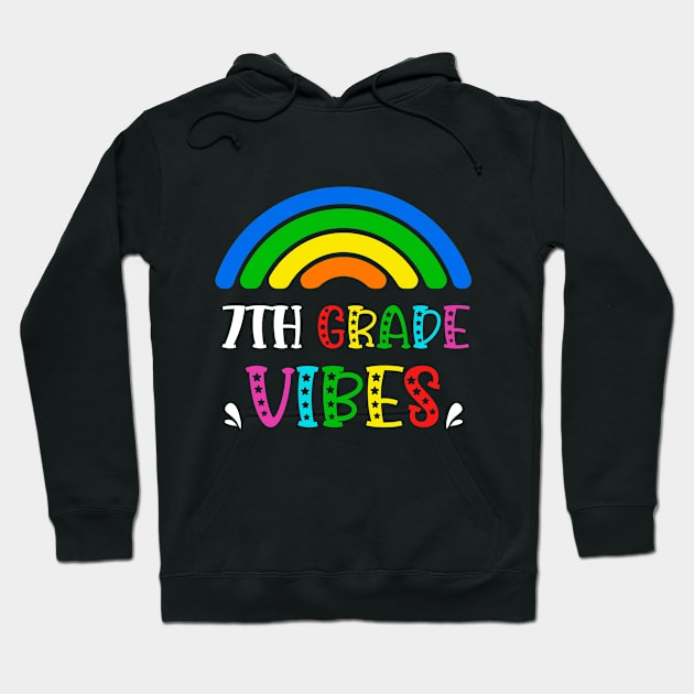 7th Grade Vibes Rainbow Back to School Kids Teacher Hoodie by AimArtStudio